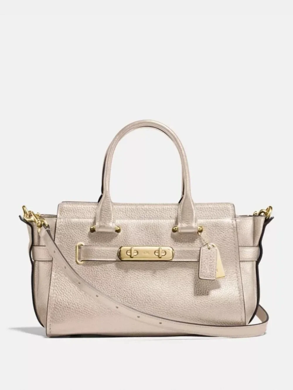 Coach Swagger White Leather Shoulder Bag Purse